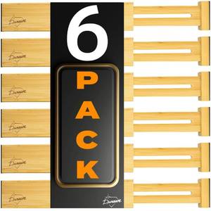 lot 6305 image: Durawe Company Adjustable Bamboo Drawer Dividers �� SMALL SIZE, Expandable 12��16 inch �� Spring Loaded Drawer Organizer for Kitchen, Dresser, Bathroom, Bedroom, Desk �� 6-Pack