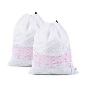 lot 6308 image: OTraki 2 Pack Mesh Laundry Bag 20x24 Inch Heavy Duty Laundry Fine Mesh Bags Dirty Clothes Drawstring Laundry Wash Bag Delicates Net Storage Travel Bag Dont Drying, Melting 140-176�� White