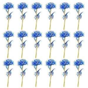 lot 6318 image: A20PCS Artificial Colorful Flowers Galaxy Rose Crystal Flower Glass Rose Gifts for Wedding, Mother s Day Memorable Days, Blue
