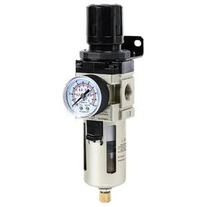 lot 6325 image: SNS Compressed Air Filter Regulator Piggyback Combo 38NPT- Poly Bowl with Metal Guard, Semi-auto Drain, Bracket, Gauge AW3000-N03A