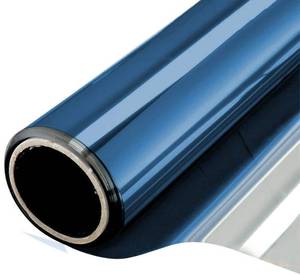 lot 6330 image: WPCTEV One Way Mirror Window Film Daytime Privacy Heat Control Film Solar Film Non-Adhesive Window Tint for Home and Office Blue & Silver 6 Mil 17.5 Inch x 6.5 Feet