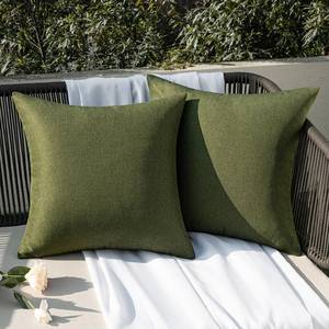 lot 6362 image: EMEMA Outdoor Throw Pillow Covers Decorative Farmhouse Rectangle Pillowcases Waterproof Cushion Covers Cases for Patio Couch Garden Sofa Home Living Room Set of 2 12x20 Inch Olive Green