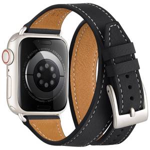 lot 6364 image: Bestig Bands Compatible with Apple Watch Band 40mm 41mm 38mm 42mm(Series 10 11) Women Men, Genuine Leather Double Tour Designed Slim Thin Strap for iWatch SE123 Ultra 321 Series 9 8 7 6 5 4 3 2 1