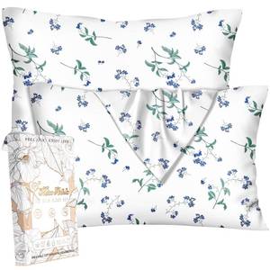lot 6368 image: Miss Adola Silk Pillowcase 2 Pack - Pillow Cases 20 x 36 King Size Set of 2 for Hair and Skin Smooth Soft Breathable with Hidden Cute Zipper Cooling Pillow Covers for Sleeping, Blue Floral