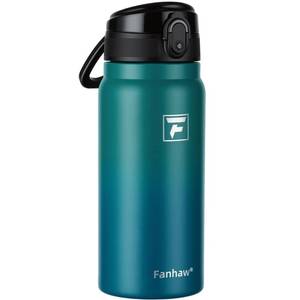 lot 6377 image: Fanhaw 20 Oz Insulated Stainless Steel Water Bottle with Chug Lid �� Wide Mouth, Leak-Proof, BPA-Free �� Ideal for Kids, Adults, Sports, Gym, and Outdoor Use (Green Blue)