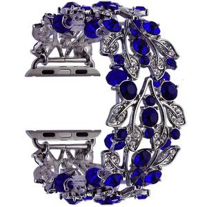 lot 6389 image: VIQIV Bling Bands Compatible with Apple Watch Band 38mm 40mm 41mm 42mm 44mm 45mm 49mm Iwatch Series SE 9 8 7 6 5 4 3 2 Ultra, Rhinestone Elastic Jewelry Metal Bracelet Dressy Wristband Strap for Women