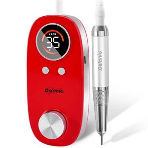 lot 6395 image: Delanie Rechargeable Nail Drill for Acrylic and Gel Nails 35000 RPM, Efile Nail Drill Professional with 5000mAh Battery, Portable Electric Nails Drill with Coreless Motor for Manicure Pedicure, Red