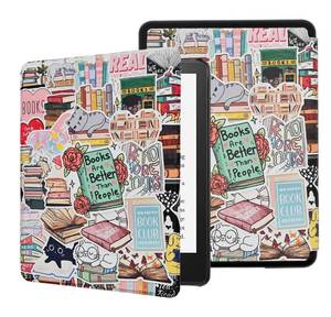 lot 6402 image: Case for 6.8 Kindle Paperwhite (11th Generation-2021) and Kindle Paperwhite Signature Edition, Lightweight PU Leather Cover with Auto WakeSleep, Hand Strap, Bookish Book Lovers