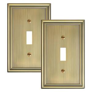 lot 6407 image: A2-Pack Single Toggle Light Switch Cover Plate, Durable Solid Zinc Alloy Decorative Switch Plate Covers, Antique Brass 1 Gang Wall Plate, Corrosion Resistant