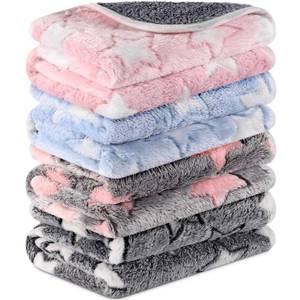 lot 6424 image: Reginary 4 Pcs Waterproof Guinea Pig Blankets Washable Small Animal Fleece Bedding Absorbent Guinea Pig Cage Liners Reusable Training Pee Pad Pet Sleep Mat for Hamster(Cute Star Pattern,12 x 12 Inch)