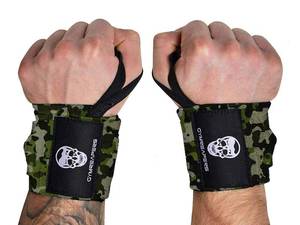 lot 6425 image: Gymreapers Weightlifting Wrist Wraps (Competition Grade) 18 Professional Quality Wrist Support with Heavy Duty Thumb Loop - Best Wrap for Powerlifting, Strength Training, Bodybuilding(Camo,18)