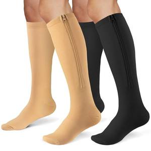 lot 6426 image: Zipper Compression Socks for Women & Men 2 Pairs,15-20mmhg Closed Toe Compression Stocking is Best for Athletic Running,Hiking