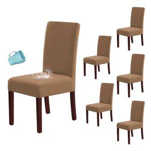 lot 6433 image: H.VERSAILTEX 100% Waterproof Dining Chair Covers Stretch Chair Covers for Dining Room Set of 6 Parson Chair Slipcovers Chair Protectors Covers Dining, Soft Thick Solid Fleece Fabric Washable, Sand