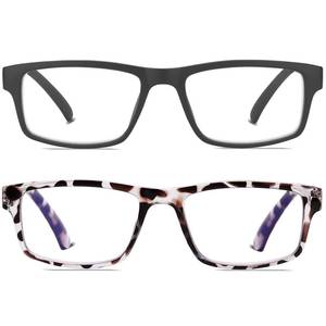 lot 6472 image: Kitchasy 2 Pack Reading Glasses,Upgraded TR Blue Light Blocking Reading Glasses,Filter UV RayGlare Computer Readers, Stylish Lightweight Spring Hinges Eyeglasses for Women Men(BlackLeopard,1.25)
