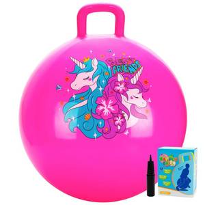 lot 6476 image: U&C Planet Hopper Ball,18 inches Bouncy Ball with Handle for Kids Age 3-6, Sit on Bounce Jumping Hopping Toy with Pump, Great Toddler Girls Toys for Birthday Gifts, Pink Unicorn