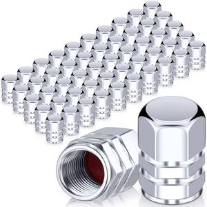 lot 6478 image: Tallew 50 Pcs Tire Valve Stem Caps Metal Valve Caps Aluminum Hexagon Tires Universal Heavy-Duty Leak Proof Alloy Stem Cover for Car SUV Truck Bicycle Motorcycles Bikes Wheel(Silver)