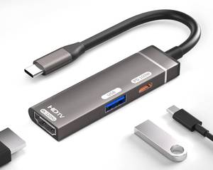 lot 6489 image: tiavalmax USB C Hub Multiport Adapter, 4K120Hz HDMI, 100W PD, USB 3.0 5Gbps Data Port, Aluminum Shell, for iPhone 171615, Samsung Galaxy, MacBook ProAir, iPad, Dell, Surface, XPS, Switch, Laptops