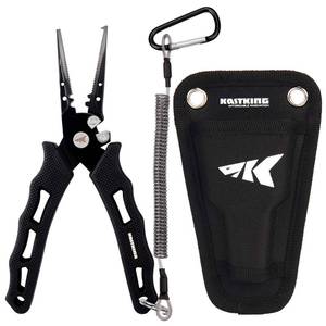 lot 6495 image: KastKing Cutthroat 7 inch Fishing Pliers, 420 Stainless Steel Fishing Tools, Saltwater Resistant Fishing Gear, Tungsten Carbide Cutters, 7 Split Ring Nose, Black