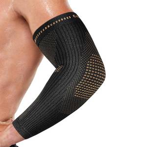 lot 8340 image: Vlela Copper Elbow Compression Sleeve - Tennis & Golfers Elbow Support Brace, Extends to Forearm for Complete Pain Relief, Wider Fit Hugs Joint, Medium