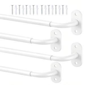 lot 8351 image: Ruiony French Door Curtain Rod Adjustable 18-32, 12 Diameter Window Cafe Curtain Rods, Screwed Sash Rod for Door Window, White, 4 Pack