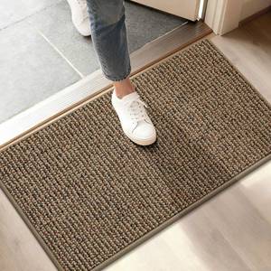 lot 8354 image: BEQHAUSE Dirt Trapper Door Mat 17 x 30, Non-Slip Doormats (Rolled-Up NO Creases) Washable Entryway Rugs, Dirt Resist and Absorbent Welcome Mat, Low Profile Floor Mats for Front Back Door, Beige