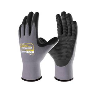 lot 8359 image: COOLJOB 3612 Pairs Nitrile Rubber Coated Nylon Safety Work Gloves, Dotted for Non-Slip Grip, Breathable Soft Seamless Knit Nitrile Dipped Gloves for Warehouse, Home Improvement, Yard, Grey Medium