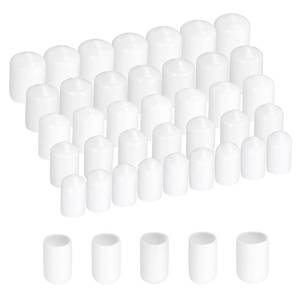 lot 8365 image: uxcell 50pcs Round Rubber End Caps Protective Caps 11mm 12mm 13mm 14mm 15mm White Screw Thread Protectors