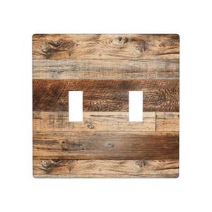 lot 8376 image: Brown Wood Double Light Switch Cover 2 Gang Toggle Switch Plate Covers, Rustic Farmhouse Wood Grain Decorative Wall Plates for Room Decor, 4.5 x 4.5 Inch