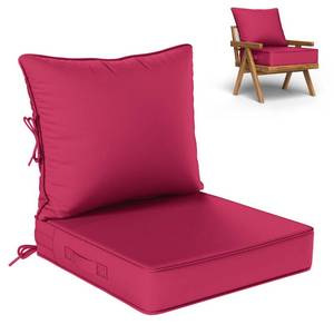 lot 11804 image: Kimunuk Outdoor Seat Cushion Set 19 L � 19 W � 4 H Inch Waterproof & Fade Resistant Patio Furniture Cushions with Removable Cover with Handle and Straps for Sofa Chairs, Chairs, Pink