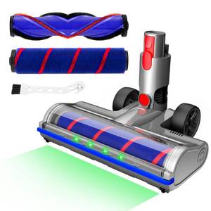 lot 11805 image: YOUNGOOD Upgraded 2 Brush Vacuum Head Replacement with 4 Green LEDs & Self-Standing Vacuum Cleaner Head, for V7V8V10V11V15, Anti-Tangle Motorized Brush Roll for Hard Floors & Carpets (Used)
