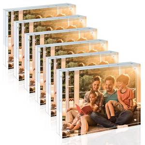 lot 11817 image: Egofine 8x10 Acrylic Frames 6 Pack, 20mm Thicker Frameless Clear Picture Frames, Double Sided Magnetic Picture Frames, Free Standing Desktop Display