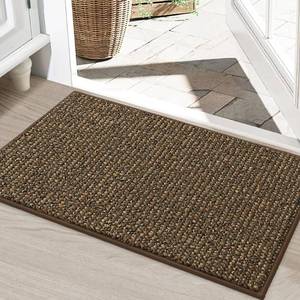 lot 11821 image: BEQHAUSE Dirt Trapper Door Mat 24 x 36, Non-Slip Washable Doormats Entrance Mat, Dirt Resistant and Absorbent Welcome Mat, Low Profile Floor Mats for Front Back Door and Entryway, Brown