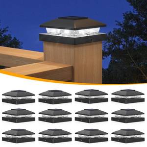 lot 11832 image: APONUO Solar Post Cap Lights for 4x4 Posts - IP64 Waterproof, 6500K LED, No-Wire Fence Lights & Deck Lights for Patio Garden Yard Patio, Black-Cool White, 12 Pack