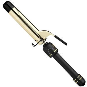 lot 11833 image: HOT TOOLS 24K Gold Extended Barrel Spring Curling Iron 1.25  with Clamp for Tousled Curls