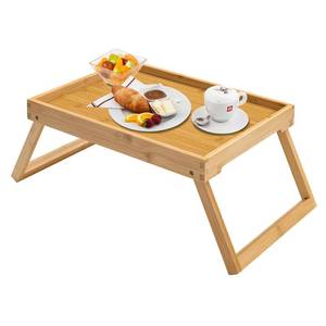 lot 11835 image: Kaukinye Bamboo Bed Tray Table with Foldable Legs, Breakfast Tray, Laptop Desk for Bed or Sofa,Serving,TV Table Kitchen, Eating,Working, Reading (Beige)