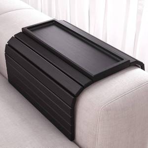 lot 11855 image: Danfoxer Sofa Arm Tray,Bamboo Folding Couch Arm Tray,Sofa Armrest Trays with Anti-Slip Pad for Drinks,Snacks,Phone,Remote Control��Black��