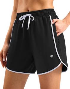 lot 12170 image: G Gradual Womens 5 Swim Shorts Zipper Pockets Quick Dry Board Shorts Bathing Suit Bottom with Liner Running Athletic Shorts, Black, X-Large