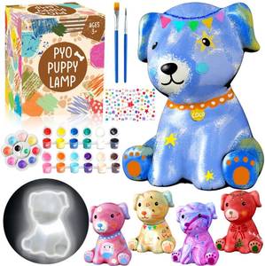 lot 12173 image: FUNZBO Paint Your Own Dog Lamp Kits - Arts and Crafts Supplies Puppy Painting for Kids Teens, DIY Night Light Dog Toy for Girls Boys Age 3 4 5 6 7 8 9 10 11 12 13 Birthday Gift