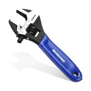 lot 12176 image: WORKPRO 4-Inch Mini Adjustable Wrench, Cr-V Steel Wide Jaw Black Oxide Wrench for Small Nuts, Metric & SAE Scales, for Home, Workshop and DIY