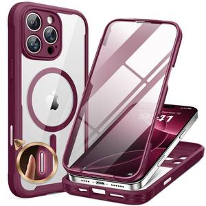 lot 12185 image: Miracase Magnetic for iPhone 16 Pro Case Full-Body Phone with Built-in Glass Screen Protector, Compatible with MagSafe Military Drop Proof 16 Pro Cover Bumper 6.3 inch, Plum