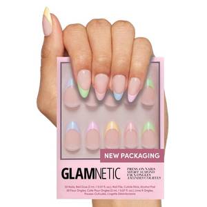 lot 12187 image: Glamnetic Press On Nails - Confetti  Semi-Transparent Short Almond Fake Nails, Salon Quality  15 Sizes - 30 Nail Kit with Glue