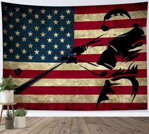 lot 12220 image: LB Sports Tapestry for Boys Room Baseball Wall Tapestry American Flag Wall Hanging Poster for Living Room Bedroom Dorm and Birthday Party Wall Decor,60x40 Inch
