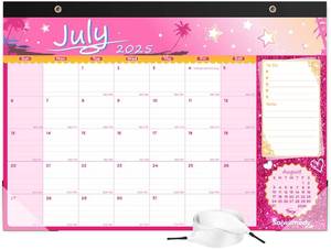 lot 12229 image: Desk Calendar 2026 with Clear Waterproof Cover 17 x 12 inch 18 Months Wall Calendar Runs from Jul. 2025 to Dec. 2026 School Year Calendar for Schedule Organization Monthly Planner, Pink