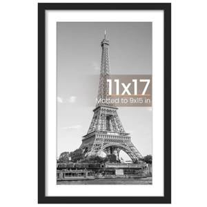 lot 12244 image: upsimples 11x17 Picture Frame, Display Pictures 9x15 with Mat or 11 x 17 Without, Wall Hanging Poster Frames, Black, 1 Pack