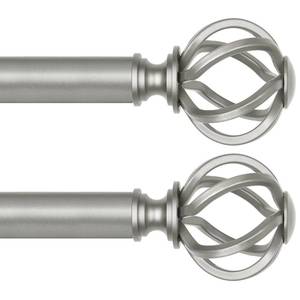 lot 13590 image: 2 Pack Curtain Rods for Windows 48 to 84 Inch, USFOOK 78 Inch Telescoping Splicing Drapery Rods with Antique Silver Twisted Cage Finials