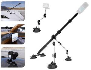 lot 13604 image: COFRY Suction Cup 360 Car Mount Kit, Adjustable 360 Camera Mount with 43-inch Extendable Selfie Stick, Aviation Grade Aluminum Alloy Car Camera Mount for Insta360��Gopro��DJI