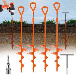 lot 13610 image: Phopich 18 Long Ground Anchor, Heavy Duty Earth Anchors 18 inch Ground Anchors Screw in Kit with T-Handle Hex Wrench for Camping Tent, Swing Sets, Securing Animals, Sheds, Trampoline(4 Pcs) (Orange)