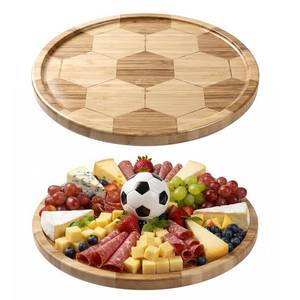 lot 13611 image: Soccer Charcuterie Boards, World Cup 2026 Cheese Board, 12.6 Round Board for Soccer Birthday Party Favors Decorations, Bamboo Meat Fruit Serving Tray Platter, Soccer Plates, Gifts for Soccer Players