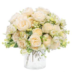 lot 14028 image: MARTINE MALL 4 Packs Peonies Artificial Flowers, Champagne Artificial Peonies, Silk Peonies Flowers Fake Peonies Artificial Flowers Peonies Bouquet for Centerpiece Table Wedding Party Home Decor