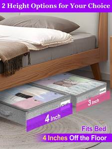 lot 14041 image: Below 4 Inches High Under Bed Storage, Low Profile Underbed Storage Containers, NO RIGID STRUCTURE, Foldable & Thin Storage Bags, Clothes Organizer wClear Lid & Zipper, 2-Pack, 20x40x3.7 Inches, Gray